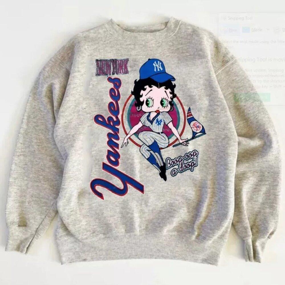 Betty Boop X New York Yankees Graphic Ash Sweatshirt
